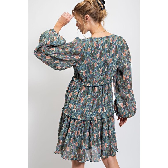 EASEL FLORAL CRINKLE CHIFFON DRESS - Picture 3 of 6